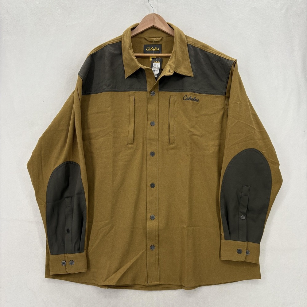 Cabela's Shirt Mens 2XL Gold Colorblock Long Sleeve Quilted Hunting Outdoor NWT